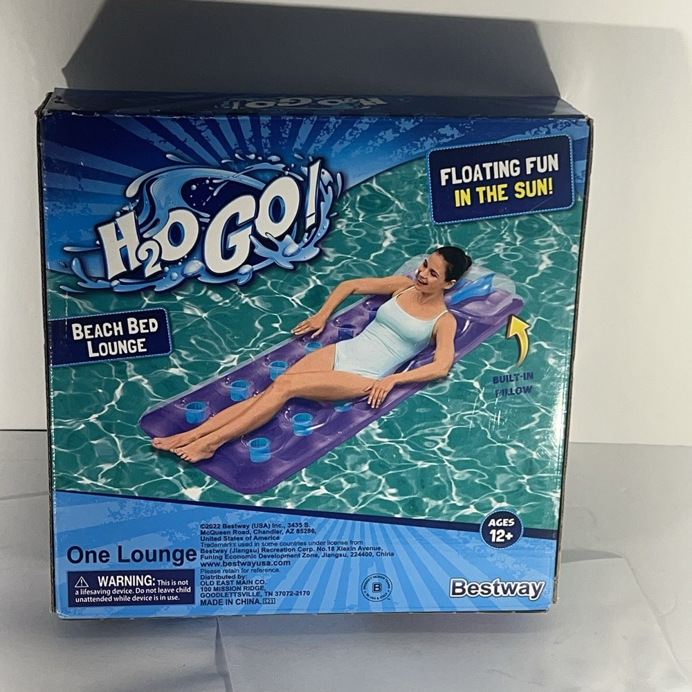 BESTWAY H2O GO BEACH BED LOUNGE Floater 68.9in X 24.8in X 10.2in‎ PURPLE